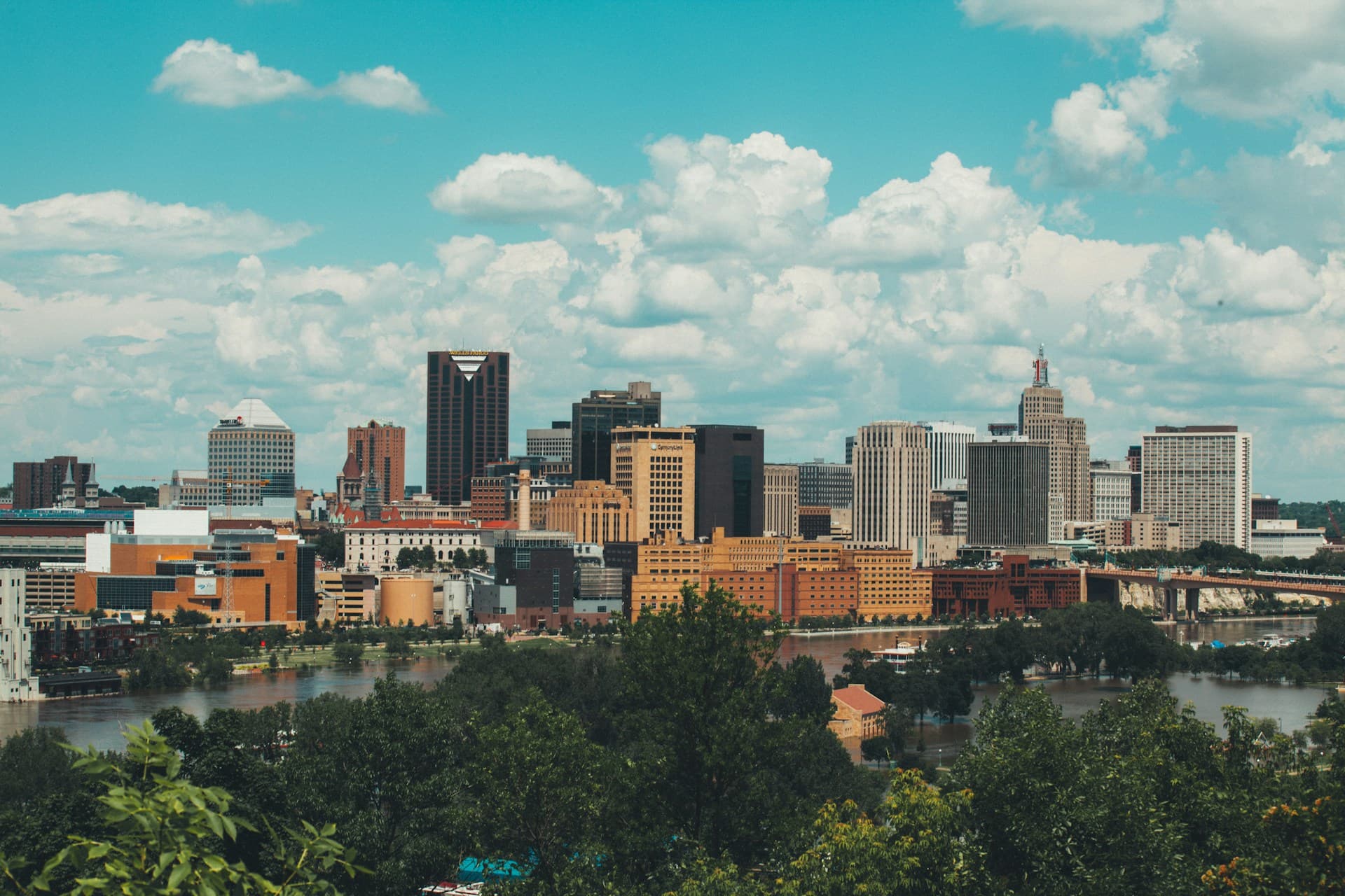 Downtown St. Paul skyline along the Mississippi River
